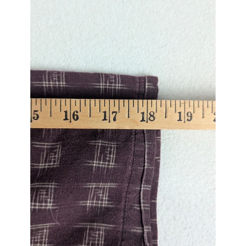 Ralph Lauren Jeans Co Mens XXL Burgundy Geometric Grid Cotton Short Sleeve Shirt - Picture 8 of 9
